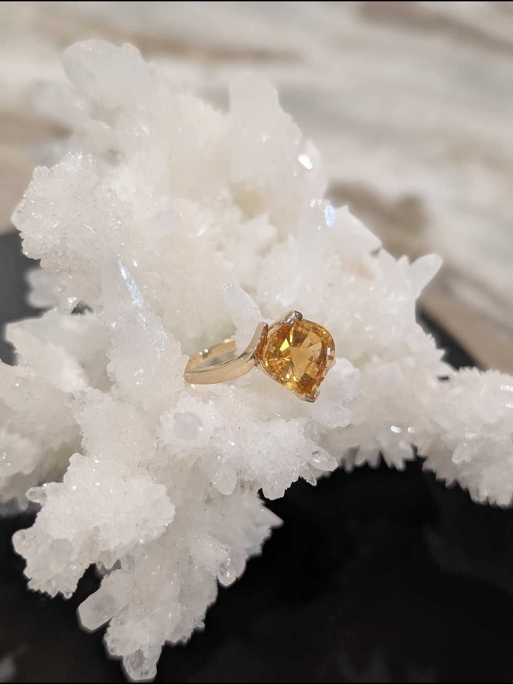 14k Gold Plated Yellow Stone Ring